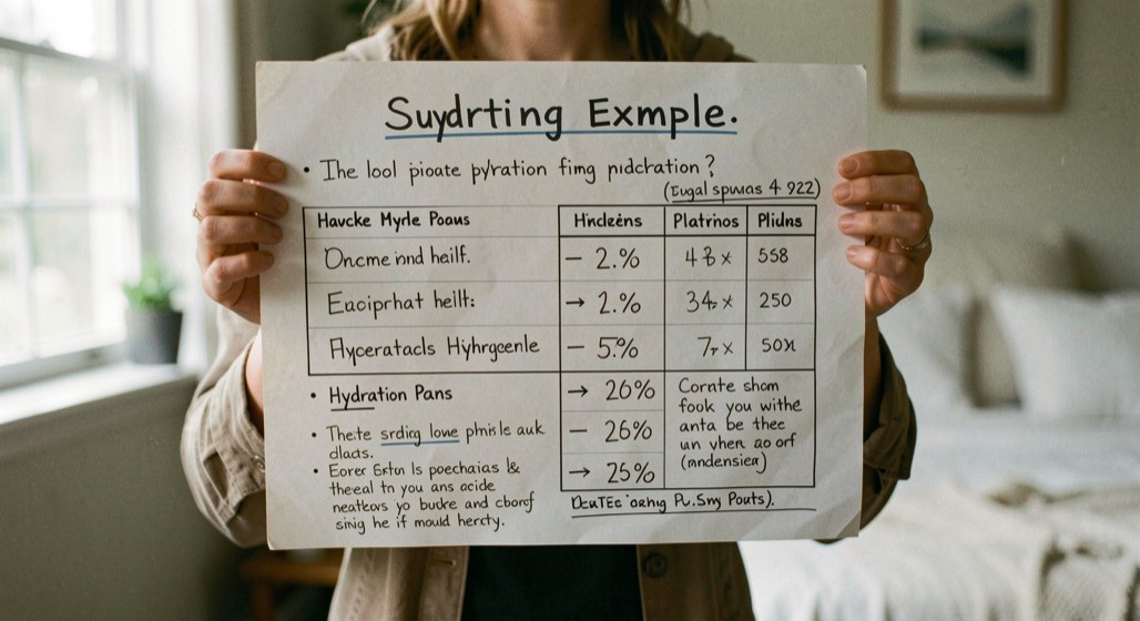 Supporting example showing hydration plan alongside contextual notes