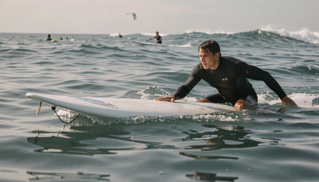 First surf lesson skills: board control beside pop-up timing