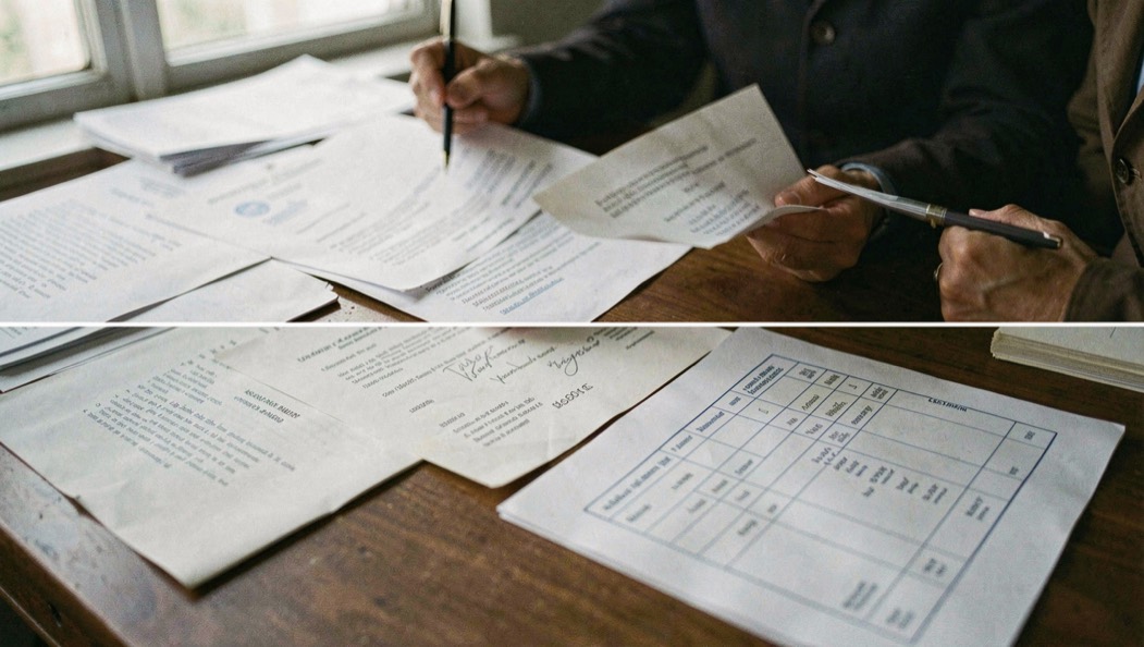 Reading a long administrative route in stages: official letters and a checklist on a desk