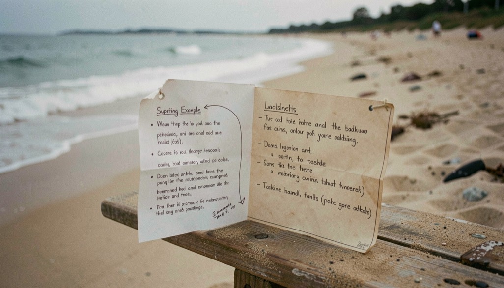 Supporting example showing backup beach alongside contextual notes