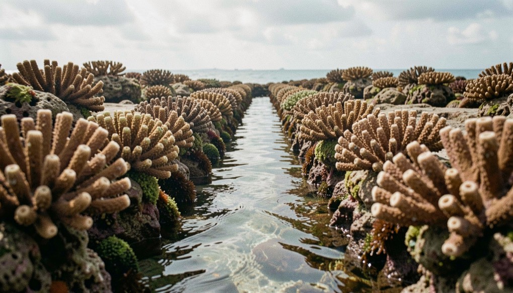 Detailed working view of reef channel within current line